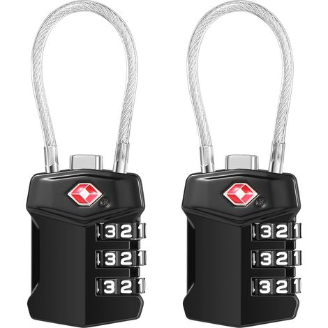 Cadenas Valise 2 Pack, Cadenas TSA Valise Avion Serrures à Bagages à Combinaison 3 Chiffres Cadenas Voyage pour Extérieur Voyage Bagage Camping Casier (1/5)