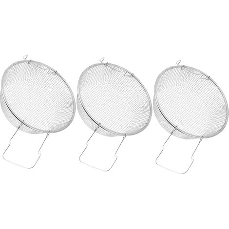 Panier et poignée en acier inoxydable (3 pièces) pour friture ronde (1/5)