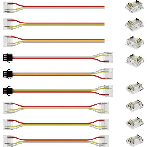 12MM RGB Smart IC Strip LED COB Connectors, 3 Pin Terminal, Seamless Terminal, Two Ends Extension, Male Plug, No Space, Strip for Wiring (Not for 8MM 10MM LED Strips) (1/5)