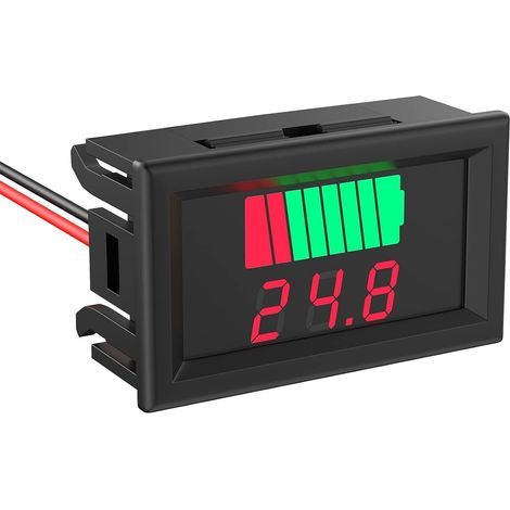 Tester per batterie CC 12V, 24V, 36V, 48V, 60V, 72V, indicatore 2 in 1 di capacità e tensione della batteria, lettore di tensione per batterie agli ioni di litio - Display rosso (1/5)