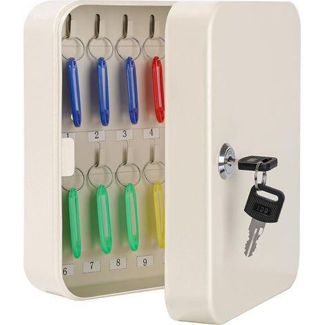 Armadietto portachiavi a muro con serratura, organizer, dimensioni 7,8x6,3x3,14 pollici, colore bianco. (1/4)