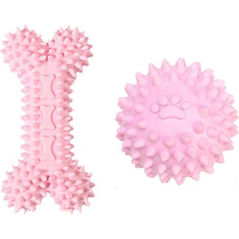 Conjunto de dos piezas, Juguetes para perros, Adecuado para mascotas pequeñas y medianas, Juguetes interactivos, Para jugar en interiores, Rosa (1/4)