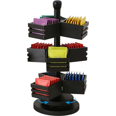 Boîte à thé en bois, rotative, sachet de thé en 3 étapes, grand organisateur de thé pour un stockage optimal du thé, boîte de rangement de thé pratique pour la cuisine et le bureau (1/5)
