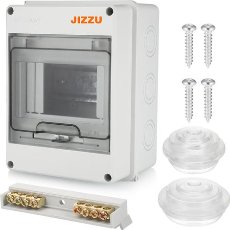 Coffret Electrique Etanche Exterieur IP65, 1 Rangée 5 Modules Terminaux et Rails Intégrés, ABS de Surface en Plastique Avec Porte Transparente, pour Jardin, Garage, Sous-sol, Entreprise (1/5)