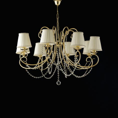 Magda Lustre En Fer Doré 8 Lumières Avec 118 Abat-Jour D.78 Bl146-8-Or-Par