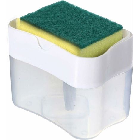 Distributeur de savon liquide pour vaisselle 2-en-1, blanc, design compact pour évier – Organiseur de comptoir pratique et moderne (1/5)