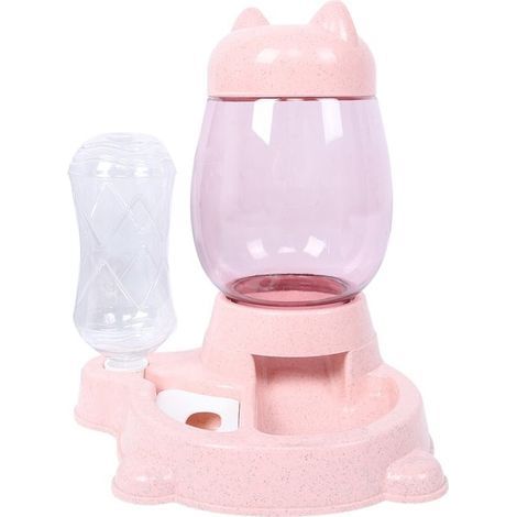 Automatischer 2-in-1-Futter- und Wasserspender für Haustiere, große Ausführung, für Hunde und Katzen, Rosa (1/5)