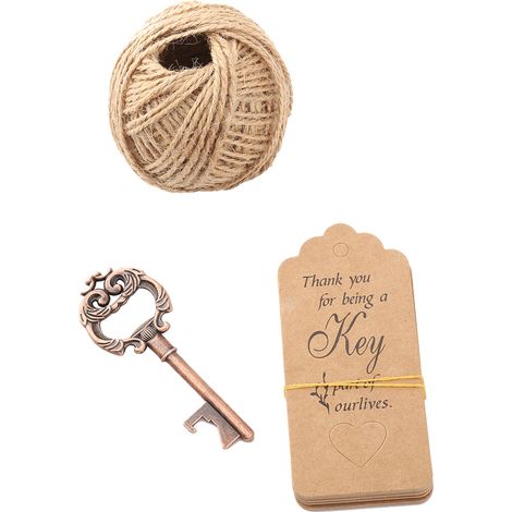 Ouvre-Bouteille Clé Vintage En Alliage Métallique Avec Étiquette Et Ruban Pour Mariage Fête Cadeau Invité - Lot De 1 (1/5)