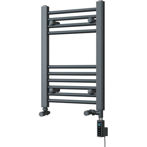 Zennor - Anthracite Dual Fuel Towel Rail H600mm x W400mm Thermostatic WIFI - Straight (1/3)