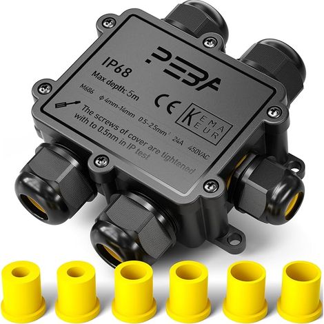 Boîte de dérivation étanche IP68 - Etanche Boîte de Jonction - Boîtier de raccordement électrique 5 voies pour câble de Ø4-14mm - Connecteurs de Câbles Étanches,Parfait pour câble extérieur