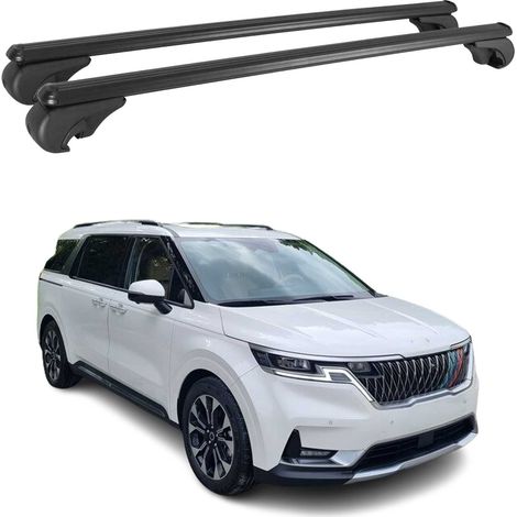 OMAC Barres de toit en aluminium pour Kia Carnival IV 2021-2026 – TÜV / DIN 75302:2019 – Antivol inclus – Charge max 75 kg – 2 barres Noir (1/4)