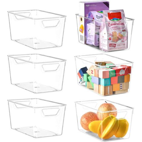 Boîte de rangement en plastique (6 pièces), avec poignées ergonomiques – Idéale pour cuisine, salle de bain, réserve alimentaire et organisation domestique (1/5)