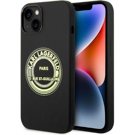Custodia rigida Karl Lagerfeld KLHCP14MSRSGRCK per iPhone 14 Plus / 15 Plus 6.7" nera/in silicone nero RSG (1/5)