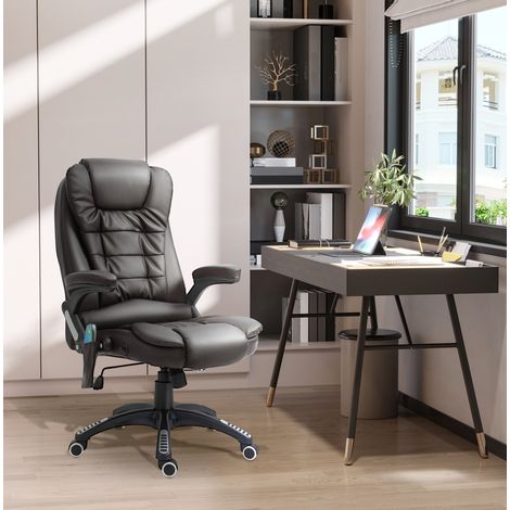 Poltrona da ufficio massaggiante 62x68x121 cm in similpelle marrone riscaldata - MEUBLIV (1/5)