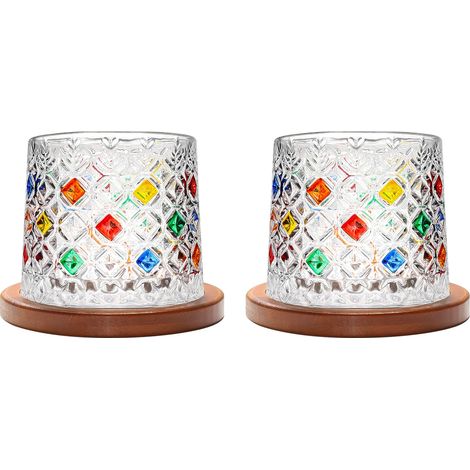 Verre à Eau Rotatif, Verre à Whisky de 275 ml, Sous-verres en Bambou, Peut être Utilisé Comme Verres à Rhum, Tasse à Cocktail, Café, Gobelets, Réduire le Stress - Lot de 2 (1/5)