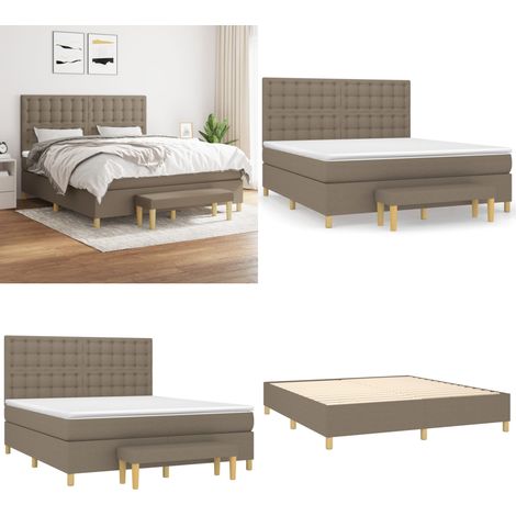 Sommier à lattes de lit avec matelas Taupe 160x200 cm Tissu - Lit Plateforme - Lit Double - Matelas Ressorts Ensachés - Literie Taupe - Meuble Chambre - Home & Living (1/5)
