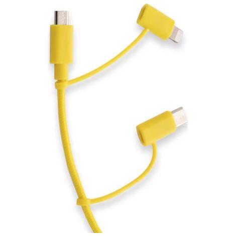 Cavo 3 in 1 ESPRINET Pantone con connettore USB-C, Lightning e Micro USB, lunghezza 1,2 m, uscita fino a 2,4 A, adattatore USB-C reversibile (1/4)