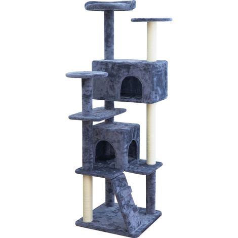 Aga Kratzbaum für Katzen 127 cm Grau-Weiß (1/3)