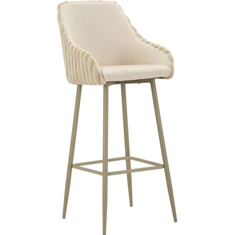 Sgabello Bar Alaska A Crema Set 2 Pz 52x46x111 cm in Compensato e Spugna e Ferro e Poliestere Crema (1/5)