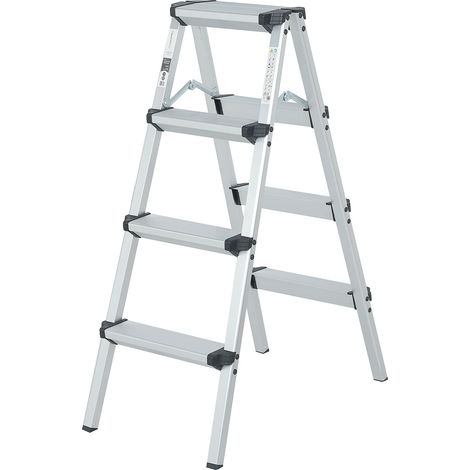 STEP Marchepied double pliable en aluminium 4 marches