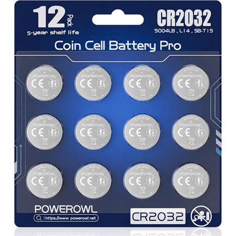 Piles Bouton KCR2032 3V Lithium, Haute Performance pour Télécommandes de Garage, Sonnettes sans Fil et Lot de 12 (1/5)