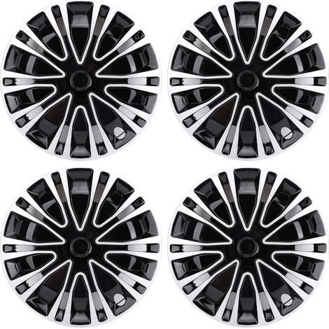 4 pièces 15 pouces enjoliveurs protection complète aspect élégant ajustement universel Snap On R15 couverture de jante de roue pour la plupart des voitures camion SUV argent noir (1/5)