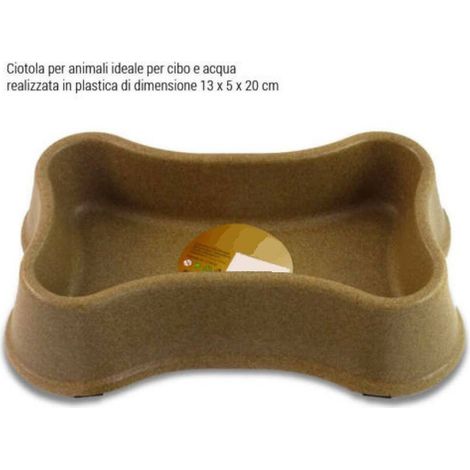 Trade Shop - Ciotola Per Cani Gatti Animali In Plastica 13x5x20 Cm Acqua Cibo Marrone -