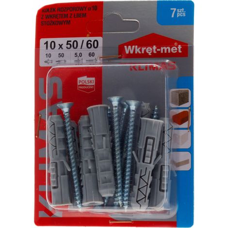 Dübel mit Schrauben, Blisterpackung, 10 x 60 mm, 7 Stück