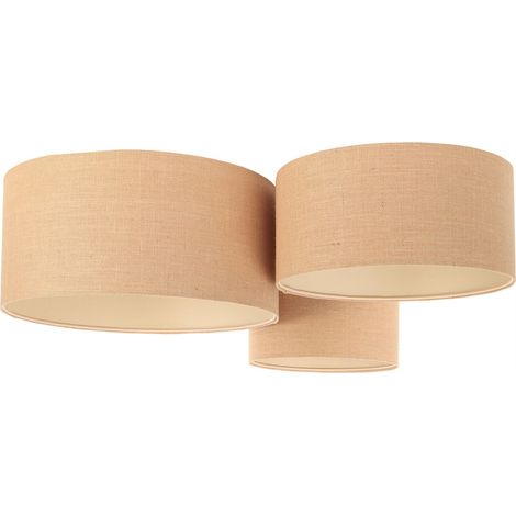 Plafonnier Boho 080-035 - Extérieur en mélange de jute et lin beige foncé, intérieur beige crème (1/5)