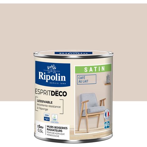 Peinture Murale Toutes Pièces - Satin - 0,5L - Café au Lait - Ripolin (1/5)