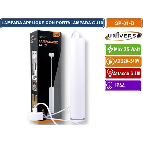 UNIVERSO SP-01-B LAMPADARIO A SOSPENSIONE CON PORTALAMPADA PER LAMPADINE GU10 IN ALLUMINIO DI COLORE BIANCO (1/5)