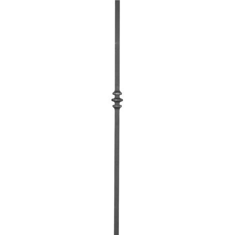 Poteau en fer forgé en carré de 25mm avec un triple motif - DECO FER FORGE