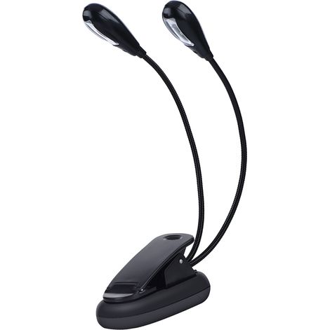 Pince Livre Lumière LED 8 LED Lampe de Lecture pour Pupitre à Musique, Bras Doubles Réglables Mini, Clip Fixation, Noir (1/5)