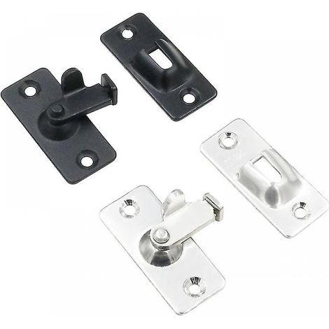 2 verrous de porte solides à 90 degrés en acier inoxydable 304 pour porte coulissante, boucle à angle droit (noir + argent) (1/5)