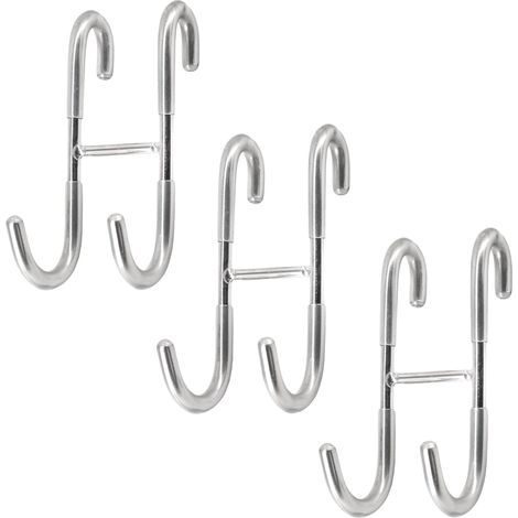 ee Set aus 3 S-förmigen Haken aus Edelstahl 304 für Glastüren, doppelseitige Handtuchhalter, mit Gummischutzschicht (1/5)