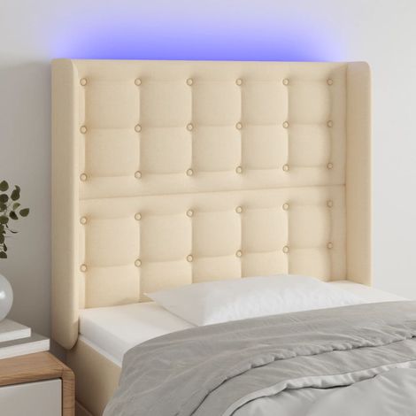 Cabecero con LED de tela color crema 103x16x118/128 cm vidaXL (1/5)