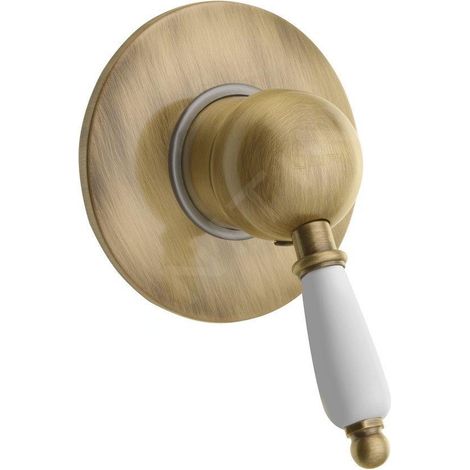 Sapho Kirké - Mitigeur de douche encastré White, 1 sortie, manette blanche, bronze KI41BB (1/2)