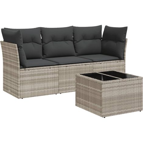 Maison Exclusive - Set Divano da Giardino 4pz con Cuscini Grigio Chiaro Polyrattan
