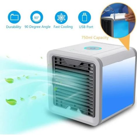 Mini Ventilateur de Climatiseur Portable - Marque - Modèle - Compact et Puissant - Faible Consommation - Blanc (1/4)