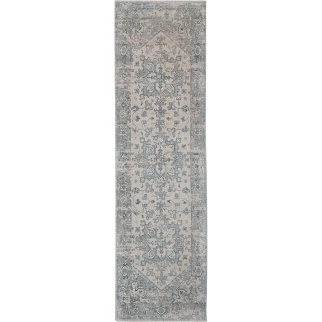Tapis en viscose Ambrosia - Viskosetapis  - 240x80cm, Rectangular - 100% Viscose - Tufté main - Bleu pétrole (1/5)