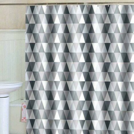 Rideau de douche 200 x 220 cm (200 cm de largeur, 220 cm de hauteur), tissu polyester imperméable anti-bactérien, anti-moisissure, lavable, avec 12 anneaux de rideau de douche (1/5)