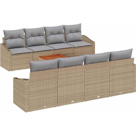 Maison Exclusive - Gartensofa-set 9 pcs Beige und Hellgrau Poly-R