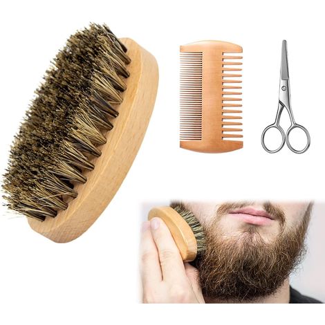 Boar Hair Comb and Beard Brush Set 3 Pieces (1/5)