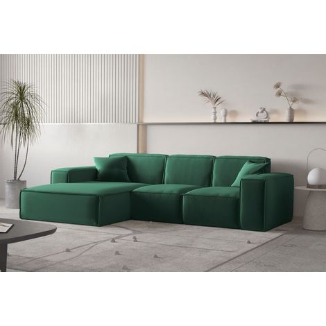 Ecksofa Designersofa CELES PREMIUM Stoff Opera Velvet Grün Ottomane Links (1/3)