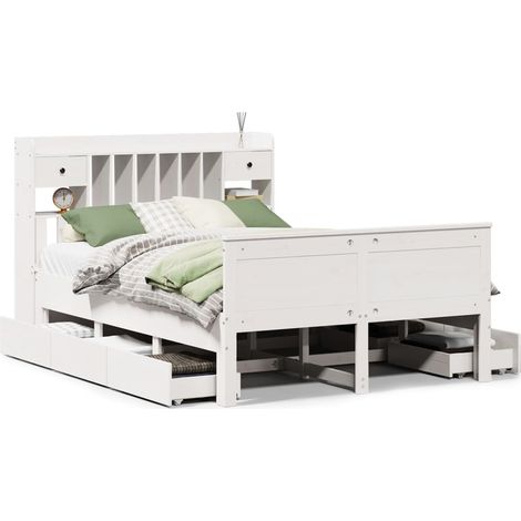Maison Exclusive - Letto Libreria senza Materasso Bianco 150x200 cm Legno di Pino