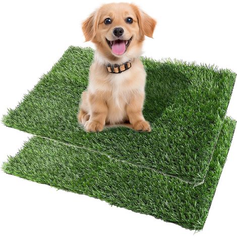 Tapis Propreté Chien - Lot de 2 - Fausse Pelouse - Drainant et Lavable - Intérieur Extérieur - 51x63 cm (1/5)