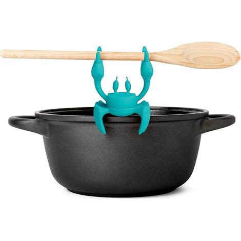 Support de cuillère en silicone rouge en forme de crabe - Ustensile de cuisine résistant à la chaleur pour la cuisinière - Sans BPA, design anti-dérapant (1/5)