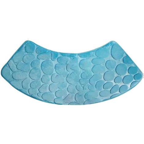 Curved polyester bath mat, soft, absorbent, quick-drying (blue) (1/5)