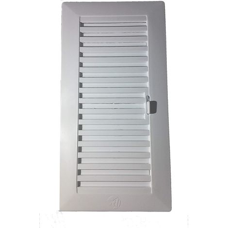 Plastic rectangular ventilation grille, shunt type, with adjustable closure, for bathroom and kitchen, with mosquito net closure (1/5)