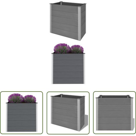 The Living Store Garten-Hochbeet WPC 100 x 50 x 91 cm Grau - Gartenhochbeet - Holz-Kunststoff-Komposit - WPC - Pflanzenbehälter - Balkonbepflanzung (1/5)